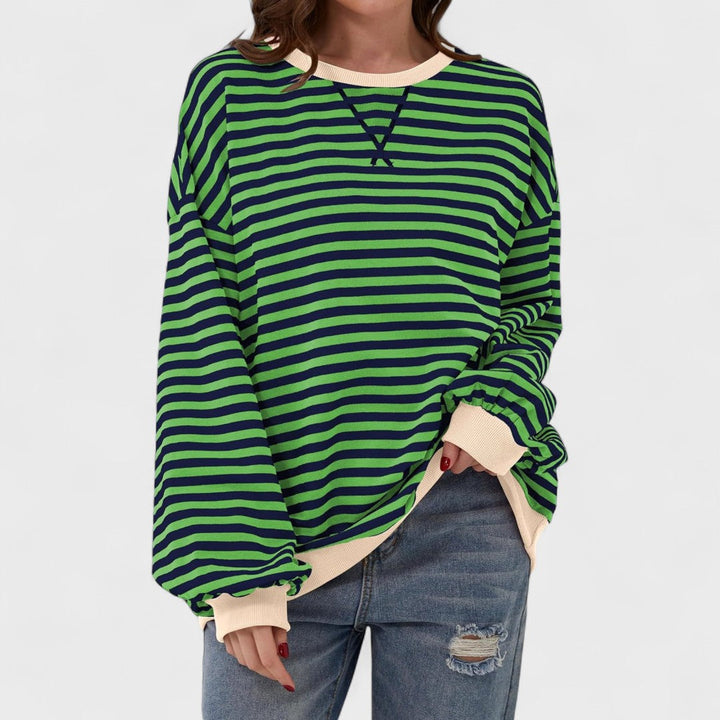 LUKA - Sudadera casual de manga larga y cuello redondo a rayas