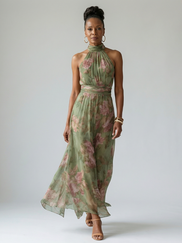Mirelle | Vestido Midi con Halter Fruncido