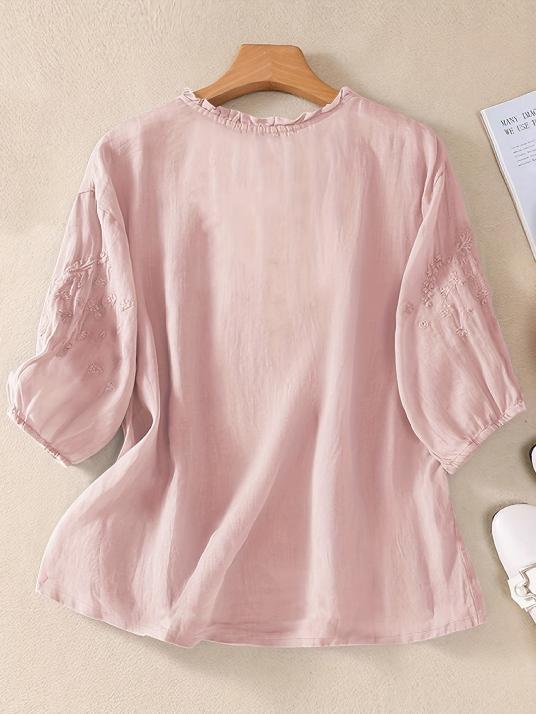Éléna™ — Blusa bordada elegante en mezcla de lino
