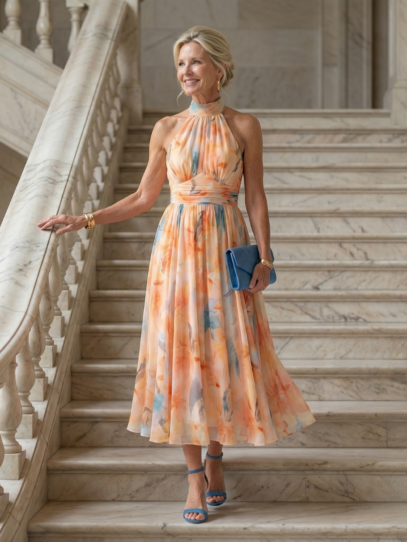 Elin | Vestido Midi con Halter Suave