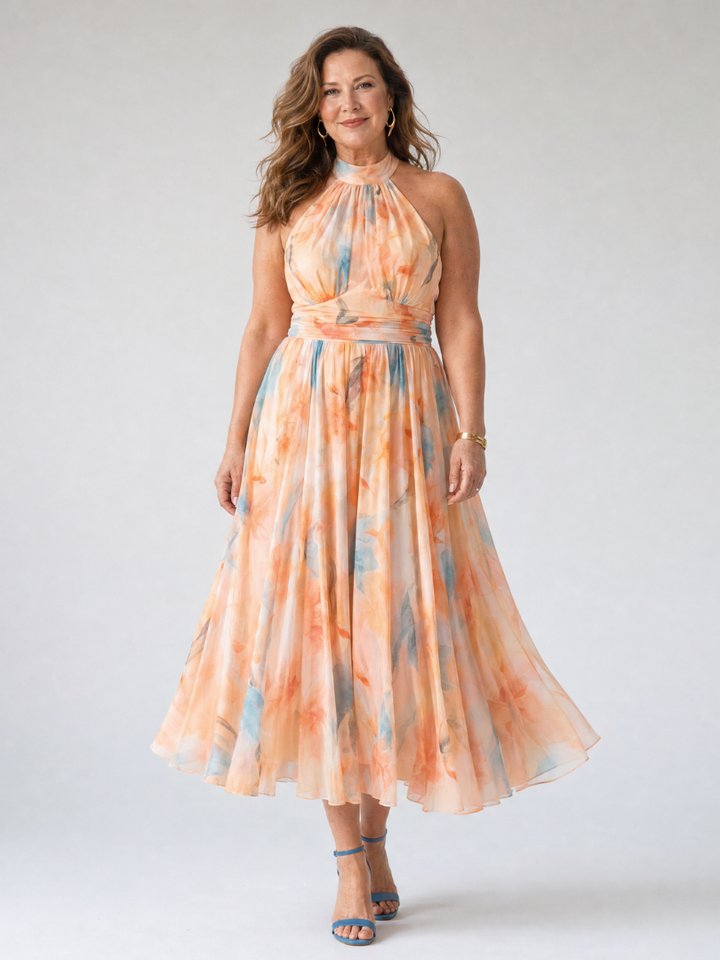 Elin | Vestido Midi con Halter Suave