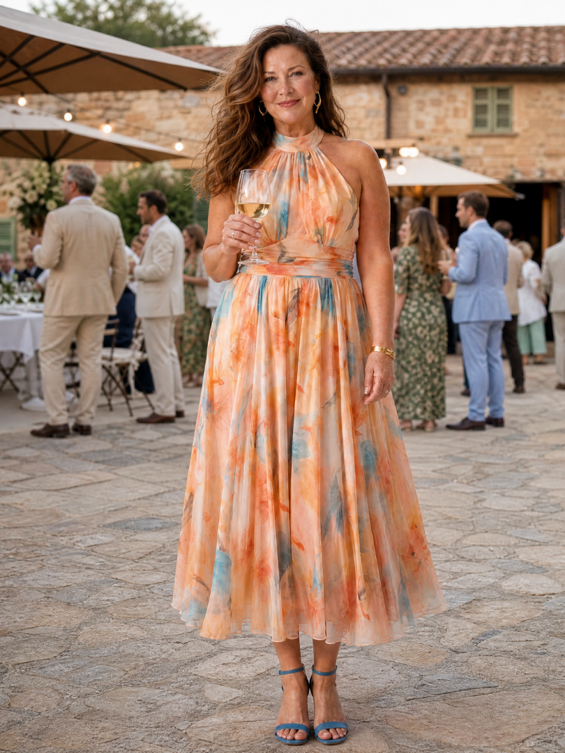 Elin | Vestido Midi con Halter Suave