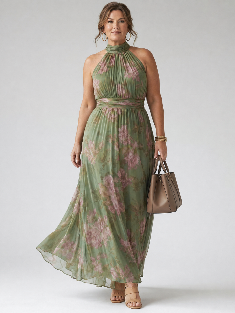 Mirelle | Vestido Midi con Halter Fruncido