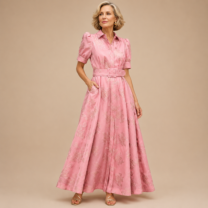 Aria™ | Vestido con Mangas Cortas Abullonadas