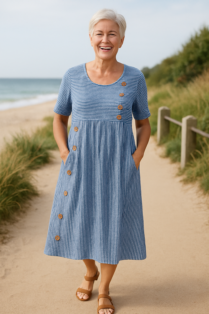 Brienne | Vestido Midi a Rayas – Comodidad Sin Esfuerzo, Confianza Diaria