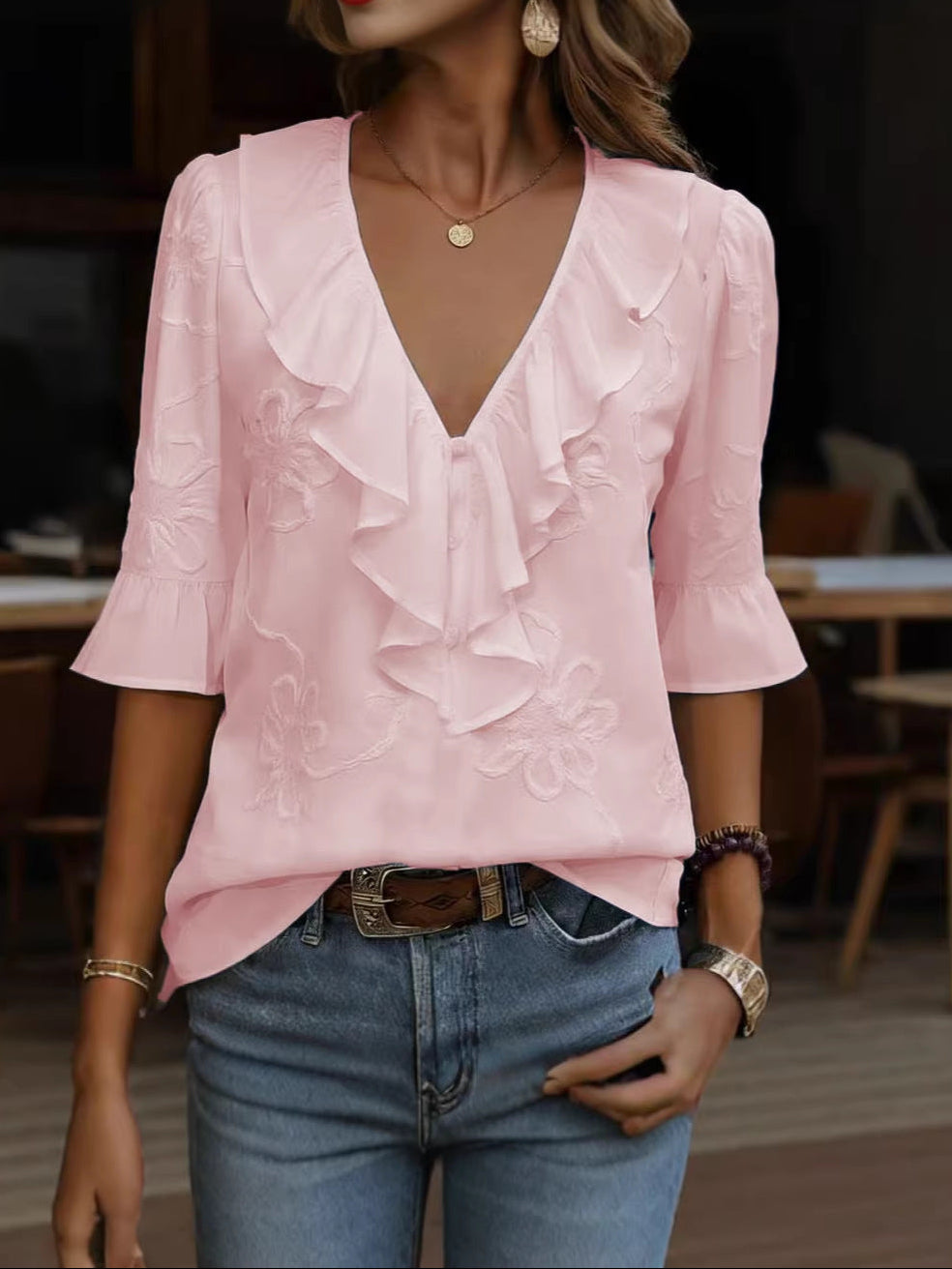Isaline™ — Blusa elegante con volantes de encanto femenino