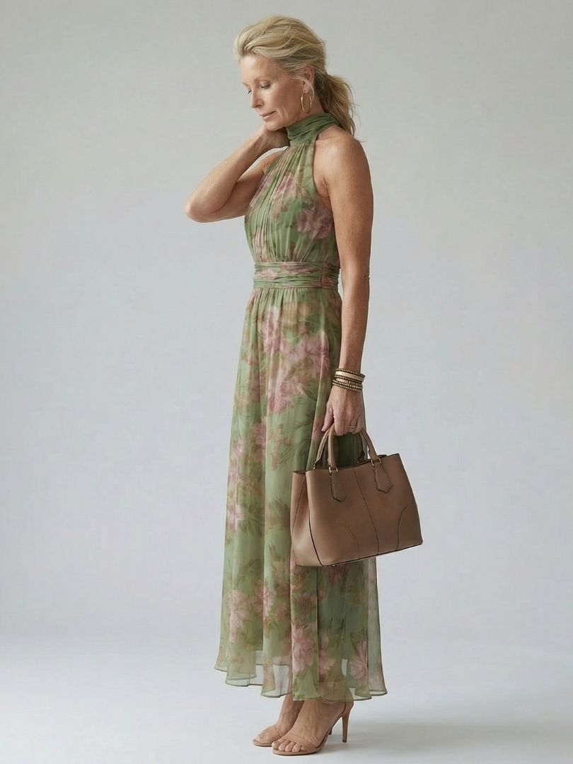 Mirelle | Vestido Midi con Halter Fruncido