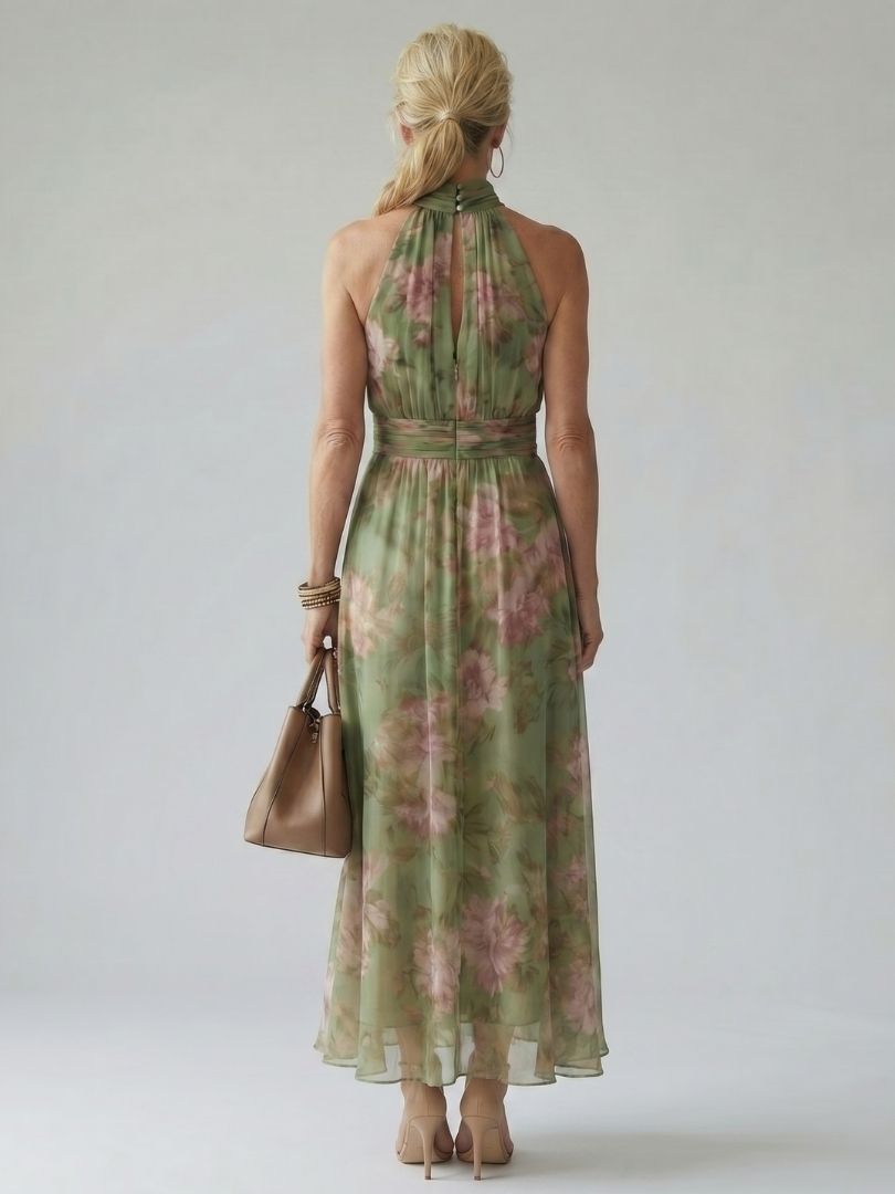 Mirelle | Vestido Midi con Halter Fruncido