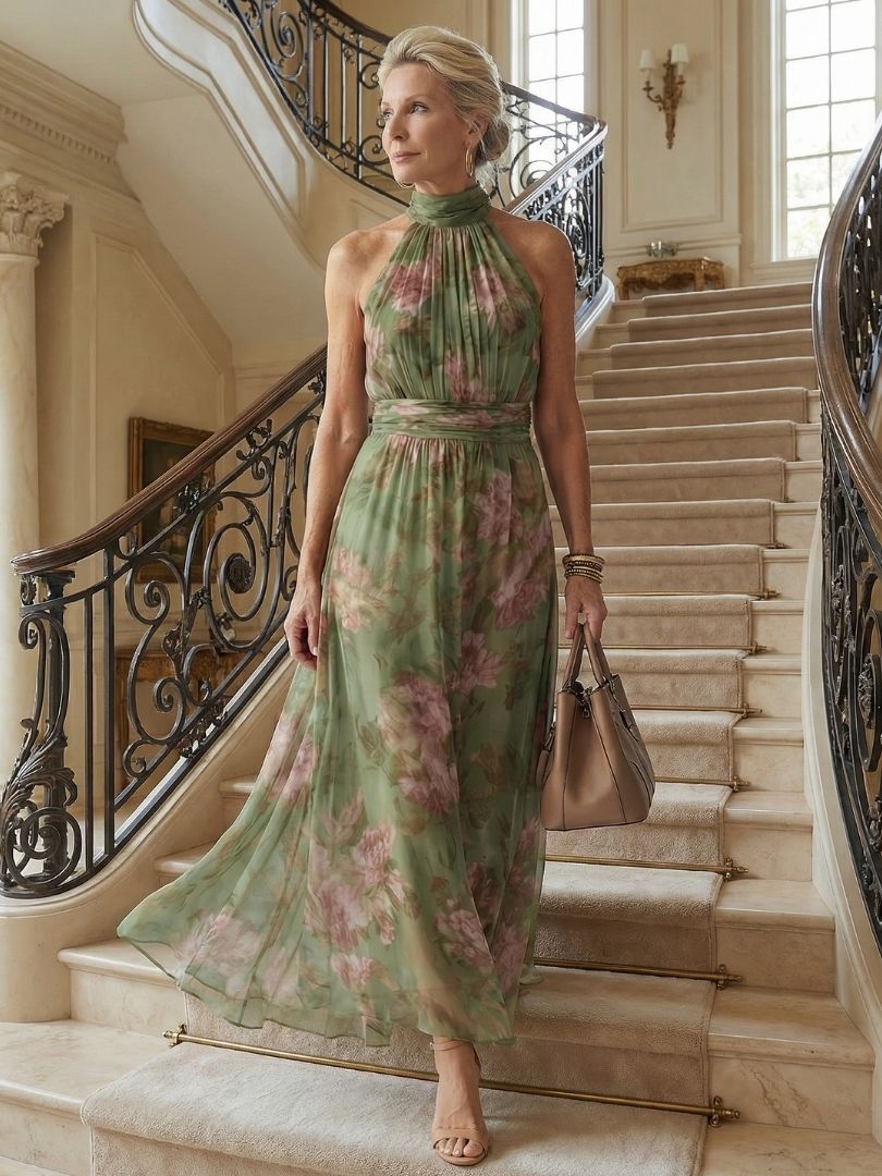 Mirelle | Vestido Midi con Halter Fruncido