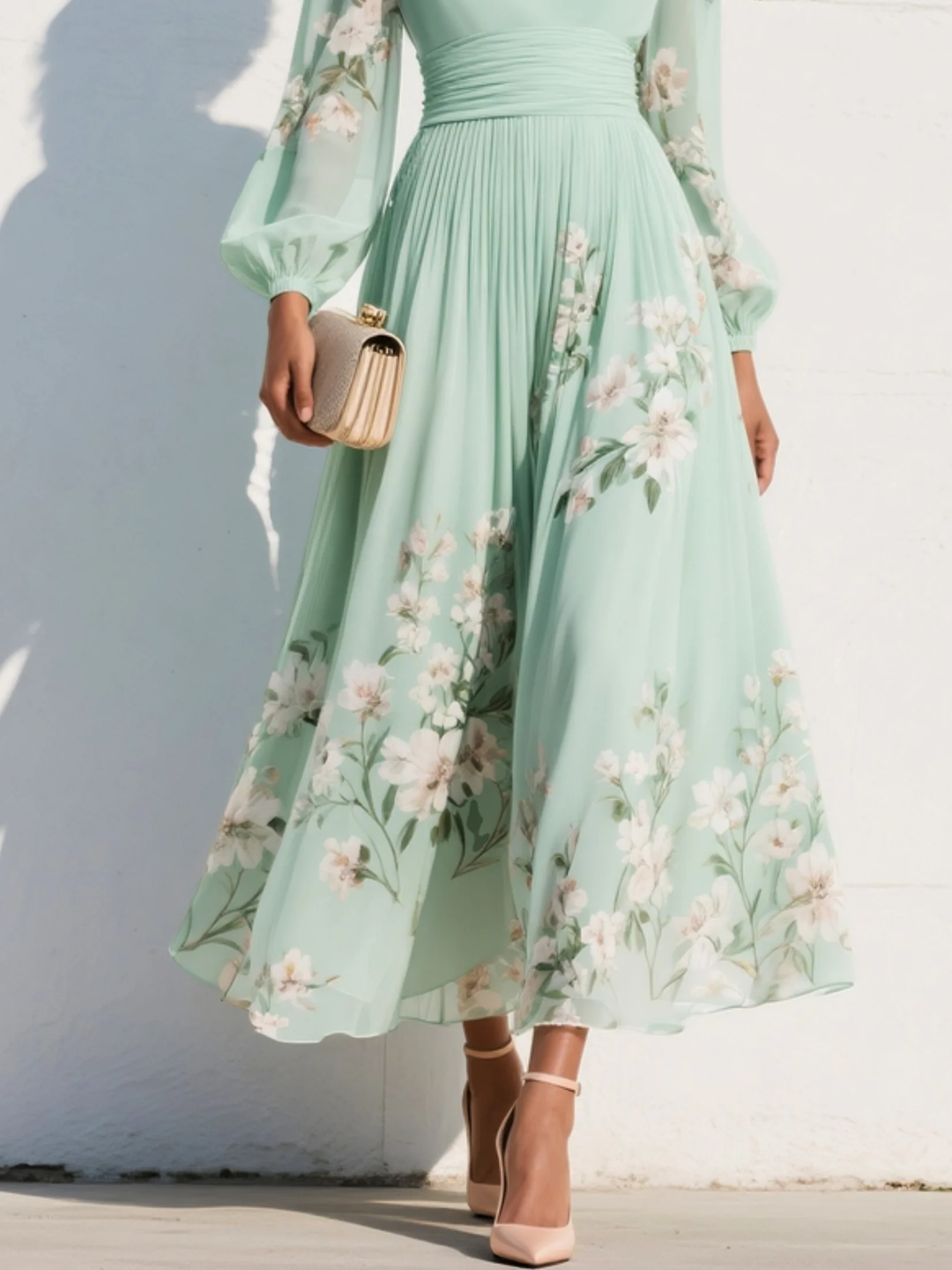 Odelia – Vestido Midi Floral con Silueta Fluida