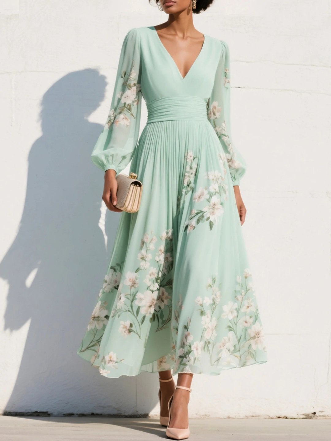Odelia – Vestido Midi Floral con Silueta Fluida