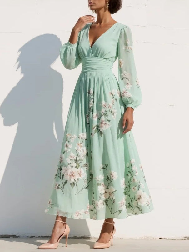 Odelia – Vestido Midi Floral con Silueta Fluida
