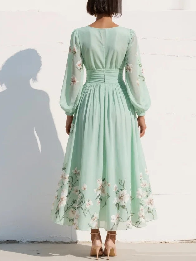 Odelia – Vestido Midi Floral con Silueta Fluida