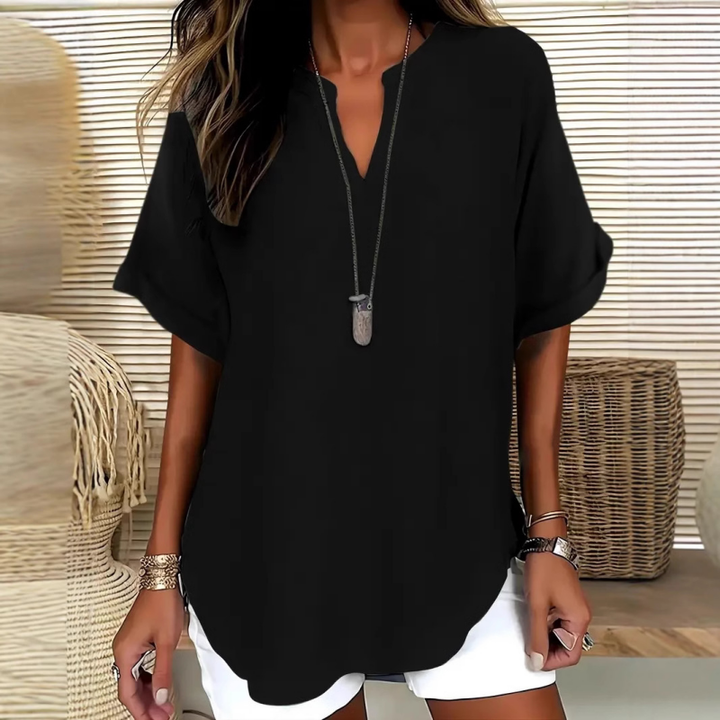 Émilie™ — Blusa fluida elegante con cuello abierto