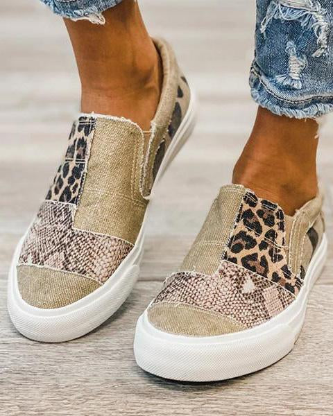 Quinny | Zapatos de lona casual con estampado de leopardo